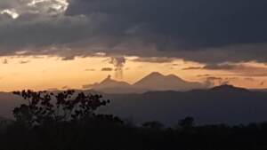 Fuego eruption in the sunset