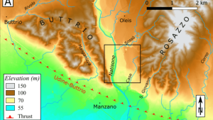 Terrain model of the thrust front in the Southern Alps, NE Italy