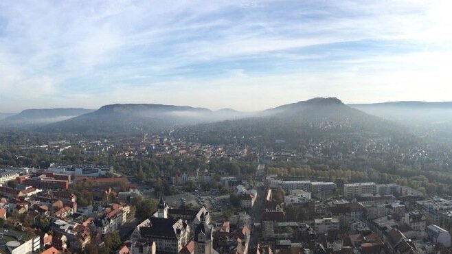 Jena von oben mit Blick nach Osten